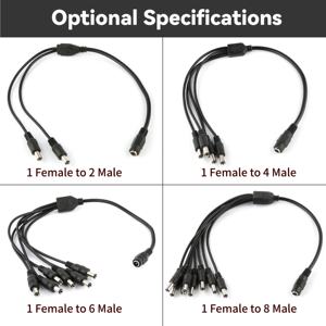 Câble séparateur de connecteur <span class=keywords><strong>Jack</strong></span> mâle DC 5521 personnalisé 5.5*2.5mm répartiteur DC avec 1 connecteur mâle et 3 connecteurs mâles câble d'alimentation - Product Image 6