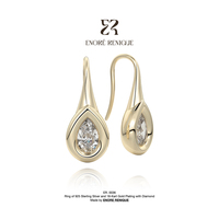 Boucles d'oreilles pendantes en moissanite taille poire 3 carats VVS, en argent sterling 925 plaqué or 14 carats, bijoux fins de luxe pour femmes