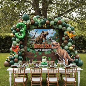 Set di Palloncini in Foil a Tema Dinosauro con Ghirlanda ad Arco, Palloncini in Lattice Rosa, Verde e Blu, Decorazioni per Feste di Compleanno per Ragazzi e Ragazze - Product Image 3