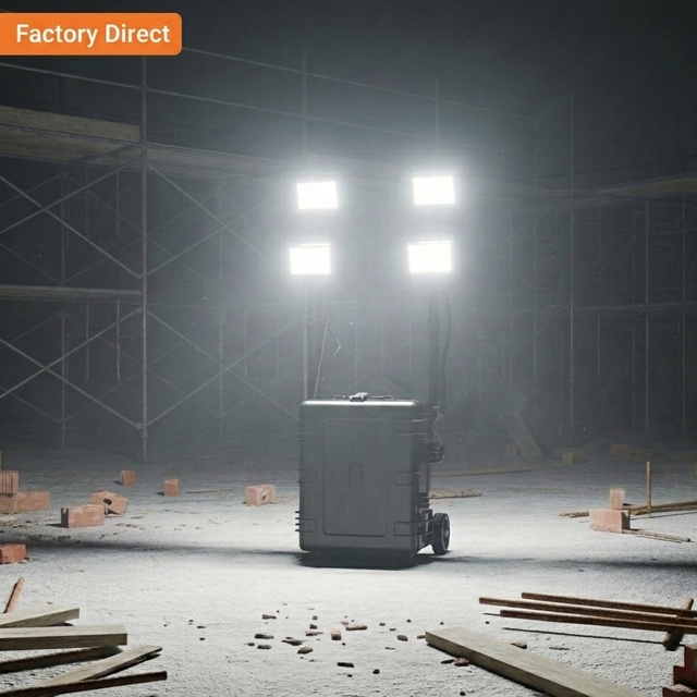 20000 Lumens DC Powered Remote Construction & Mining Site Lighting Tower Portable Mobile Light Box