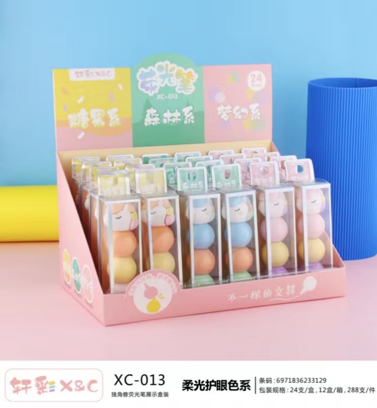 XC-013Silicone Единорог хайлайтер Блок Сращивание сборки мгновенной проявки macaroon цвет хайлайтер key mark ручная ручка