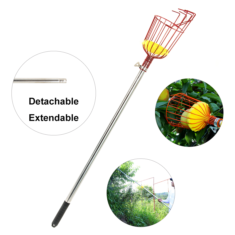 Телескопическая Из Нержавеющей Стали Ложки с длинной ручкой, яблоко Оранжевый Дерево выбора комплектации полюс инструмент с Вист на Корзина Ловец машина для сбора фруктов