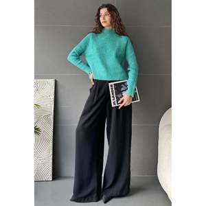 DEFILE Suéter de punto acanalado con cuello medio alto para mujer, cómodo jersey de acrílico, elegante, gris, talla única - Product Image 3