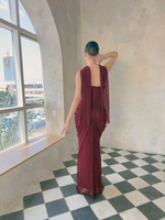 Robe longue de soirée formelle pour femme, sexy, ajustée, sans bretelles, avec lacets et plis, avec écharpe, pour mariage, bal de promo, été, modèle SB3963
