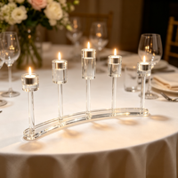 Candélabre en acrylique transparent courbé à 5 bras, porte-bougie de table, centre de table pour mariage, fête, décoration de la maison