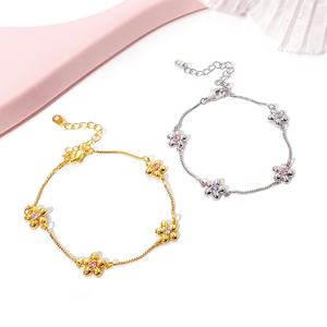 Minimalist Jewelry Trendy <b>Bracelet</b> 18K Gold Plated Shiny CZ Stone Daisy Flower <b>Bracelets</b> for <b>Women</b> - Product Image 3