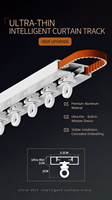 Rail de rideau intelligent automatisé ultra-fin ZSTARR avec éclairage LED intégré, moteur silencieux, commande vocale via application, installation facile