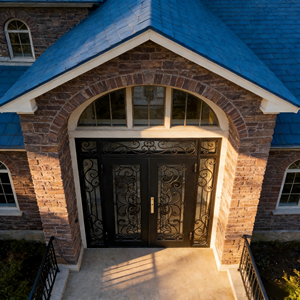 Portes <span class=keywords><strong>d</strong></span>'<span class=keywords><strong>entrée</strong></span> extérieures de sécurité en fer forgé, design classique, luxe moderne, <span class=keywords><strong>prix</strong></span> <span class=keywords><strong>d</strong></span>'usine, sur mesure pour maison et villa - Product Image 4