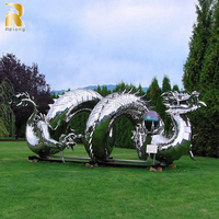 Statue de dragon en acier inoxydable miroir de grande taille pour la décoration de jardin extérieur