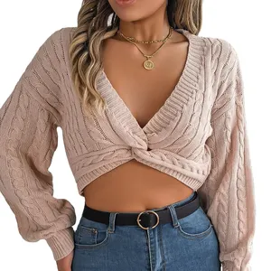 Women's bare belly style knit autumn/winter sexy women's wear with shopping party knitwear to show the figure