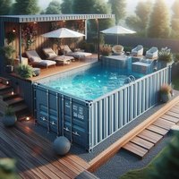 Piscine en conteneur d'expédition avec structure en acier durable et imperméable, installation facile, piscine familiale extérieure à vendre