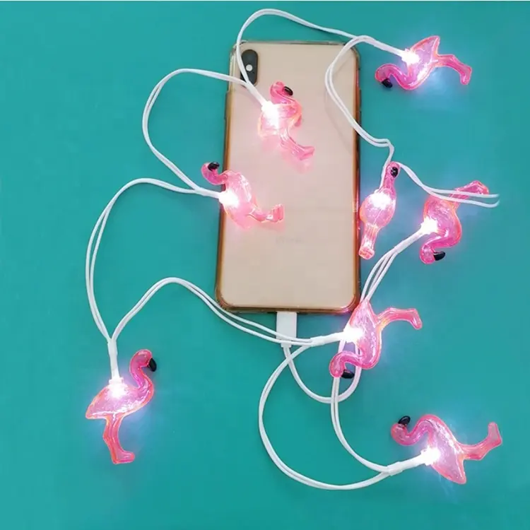 10 Đèn Flamingo Ánh Sáng Up <span class=keywords><strong>USB</strong></span> Charge Cable Với iPhone 5, 6, 7