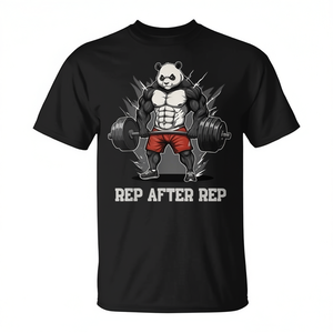 Camiseta de entrenamiento Anime Panda Gym Rep After Rep Design negra - Product Image 2