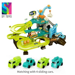 Série éducative SY : <span class=keywords><strong>Garage</strong></span> d'aventure en plastique avec station de stationnement musicale et piste de course pour dinosaures pour enfants - Product Image 3