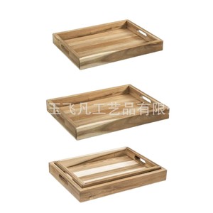 Bandeja de Servir de Madera de Acacia de 38 cm, para Uso en Restaurantes y Hogares, Bandeja para Frutas y Postres, Bandeja de Almacenamiento de Madera Maciza - Product Image 5