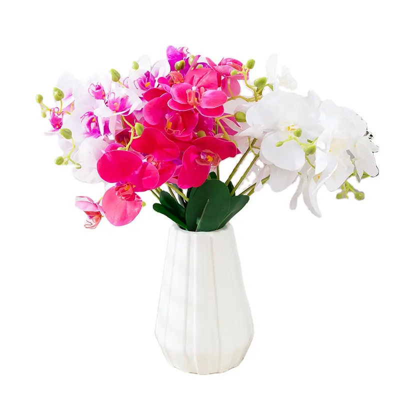 Orquídea Artificial personalizada de fábrica, seda, decoración de boda, arreglo de flores, Phalaenopsis