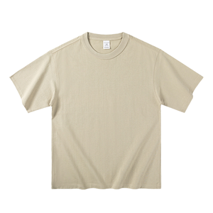 เสื้อยืดคอกลมโอเวอร์ไซส์สีดำสำหรับผู้ชาย ผ้าคอตตอนถัก 100% พิมพ์ลายดิจิทัล สั่งทำโลโก้ได้ตามต้องการ ขายส่ง หนา 400 GSM ทรงหลวม - Product Image 4