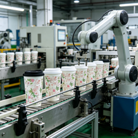 Gobelets à thé au lait et à café écologiques à double paroi, résistants aux boissons chaudes et froides, gobelets en papier pour bubble tea de qualité alimentaire avec couvercles