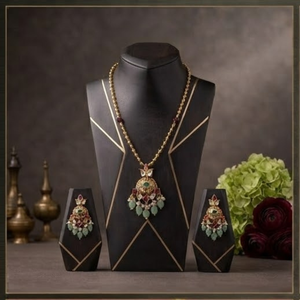 Prayom Gold Plated <b>Bridal</b> Wedding <b>Jewelry</b> <b>Set</b> with Zircon Stone Necklace and Earrings Vintage Colorful Design for Women - Product Image 5