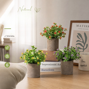 Ornement de bureau en forme de bonsaï artificiel en papier rose <span class=keywords><strong>jasmin</strong></span>, pot cylindrique en pâte à papier, fleur artificielle en pot - Product Image 4