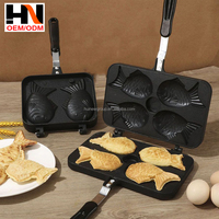Poêle à Taiyaki 2, 3 ou 4 poissons, antiadhésive, pour gaufres, mini-œufs et crêpes, ensemble de cuisson