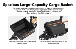 Bicicletta <span class=keywords><strong>elettrica</strong></span> da carico con motore da 500W, telaio in lega di alluminio, velocità massima 35km/h, portata 120kg, doppia batteria, ideale per il trasporto familiare. - Product Image 6