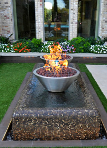 Outdoor Square Corten Steel Fire Pit with Water Feature Low Smoke Design for Swimming Pool Table <b>Top</b> or Firepit - Product Image 4