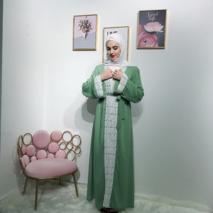 LSM020 Vert À Manches Longues Haute Qualité Femmes Dubaï <span class=keywords><strong>Abaya</strong></span> Robe Musulmane - Product Image 3