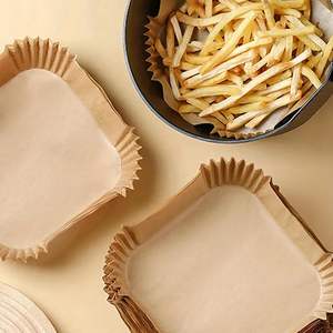 Grands revêtements en papier jetables pour friteuse à air carrée de 9 pouces, double face, silicone antiadhésif pour la cuisson au four, au micro-ondes et au barbecue, pour la cuisine à domicile - Product Image 4
