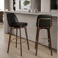 Tabouret de bar en bois de frêne massif de qualité supérieure, avec revêtement en cuir respirant et éponge haute densité, pour bar à domicile et cuisine
