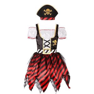 <span class=keywords><strong>Disfraz</strong></span> de Cosplay de pirata para niños con sombrero, vestido elegante para <span class=keywords><strong>Niñas</strong></span> para mascarada infantil para grupos de edades - Product Image 1