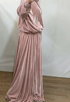 Ensemble Abaya 2 pièces R-867 Hiver à Capuche en Velours Longueur Cheville Manches Longues Coupe Ample Décontracté Islamique Grande Taille