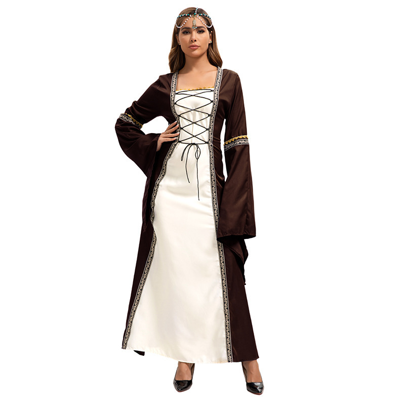 Brown [skirt with tie-up details]