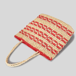 ビーチバケーション用に装飾された耐久性のある真珠、女性用ドローストリングショルダーバッグ手織り森スタイルストライプグラス - Product Image 6