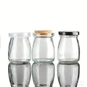 Contenedor <span class=keywords><strong>de</strong></span> alimentos Botellas Almacenamiento Pudín Tarro Yogur Leche Vidrio transparente con tapa <span class=keywords><strong>de</strong></span> plástico Barato 100mL 200ml Idea Botella Corcho Redondo - Product Image 1