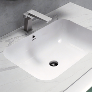 Conjunto de Mueble de Baño con <span class=keywords><strong>Lavabo</strong></span> Integrado sin Juntas, Estilo Crema, con Encimera de Piedra Blanca - Product Image 4