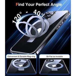 Funda para iPhone 13 14 con Anillo Magnético Transparente y Soporte, Compatible con Funda de Teléfono con Acabado de Espejo Transparente - Product Image 4