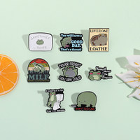 Serie de citas de rana bonita de dibujos animados, pines esmaltados, no me pruebes, Rana con cuchillo, broches, insignia de solapa, joyería de animales, regalos para amigos