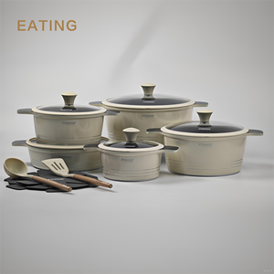 Design originale 15 pezzi pressofuso in alluminio antiaderente pentole e <span class=keywords><strong>Set</strong></span> di pentole in <span class=keywords><strong>pietra</strong></span> di marmo <span class=keywords><strong>Set</strong></span> di pentole in granito - Product Image 1