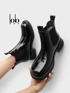 נשים בסגנון בריטי Chelseed קרסול מגפי zip עיצוב שטוח מגפיים מעור pu עבה תחתון החלקה-על שלג - Product Image 4