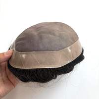 Prêt à expédier 100% indien naturel humain mâle système de remplacement de cheveux Mono Pu cheveux Patch hommes perruques toupet pour hommes
