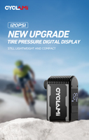Pompe à vélo électrique portable CYCLAMI A2S 120 PSI Mini gonfleur sans fil avec valve Presta Schrader pour VTT et vélo de route