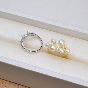 Anillo Abierto de Plata S925 con 6 Cuentas, Anillo Ajustable con Múltiples Cuentas Extraíbles, Soporte para Joyería de Perlas DIY 1449 - Product Image 3