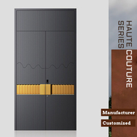 Puerta de Entrada Comercial de Aluminio Fundido Minimalista de Lujo, Puerta de Seguridad Tallada con Precisión para Villa, Personalizada, Antirrobo, para Exteriores 5