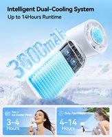Ventilateur portable USB rechargeable 199 vitesses, mini ventilateur de poche avec lumière, écran d'affichage 5 vitesses, support de téléphone pliable, pour extérieur