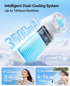 Ventilateur portable USB rechargeable 199 vitesses, mini ventilateur de poche avec lumière, écran d'affichage 5 vitesses, support de téléphone pliable, pour extérieur - Product Image 3