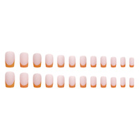 Ongles carrés orange néon, faux ongles à presser de taille moyenne, fabriqués à la machine en ABS, 24 pièces, ongles carrés mats à bout français de taille moyenne