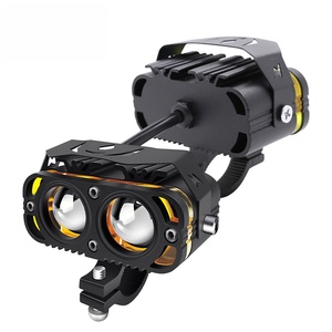 Promotion Phares avant de moto à LED, feux de conduite stroboscopiques, feux de travail blancs et jaunes, feux antibrouillard, 2 lentilles, pour moto, voiture, camion - Product Image 1