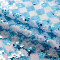 Jacquard Plaid Full Stereo Perlé Tissu Brodé Brillant Maille Damier Sequin Robe Brodée Jupe Tissu Chaîne Fil Teint