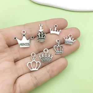 Antique <b>Silver</b> Alloy <b>Crown</b> Pendant Mixed Shapes For DIY Jewelry Accessories - Product Image 2